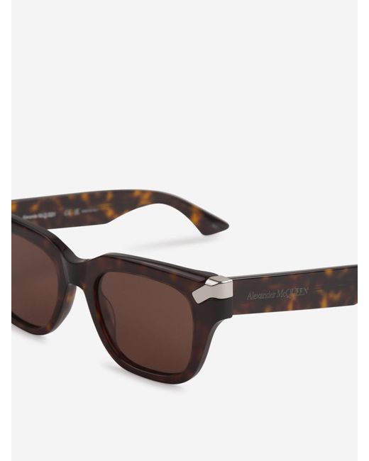 Alexander McQueen Brown Punk Rectangular Sunglasses for men