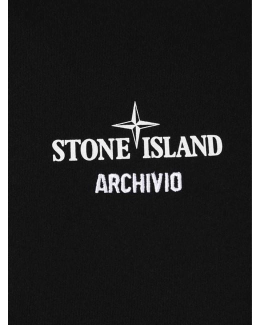 Stone Island Black Cotton Logo T-Shirt for men