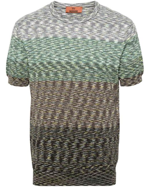 Missoni Gray Tie-Dye Print Cotton T-Shirt for men