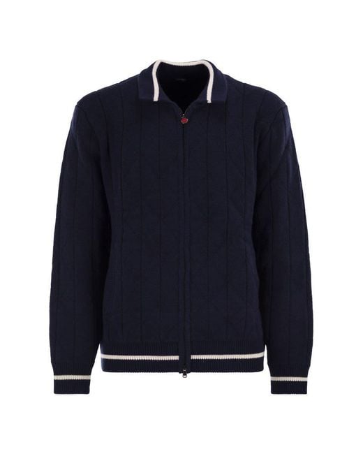 Kiton Blue Cashmere Bomber Jacket for men