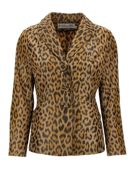 Dior Brown Leopard Single-Breasted Blazer