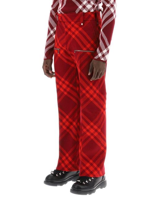 Burberry Red Check Wool Pants for men