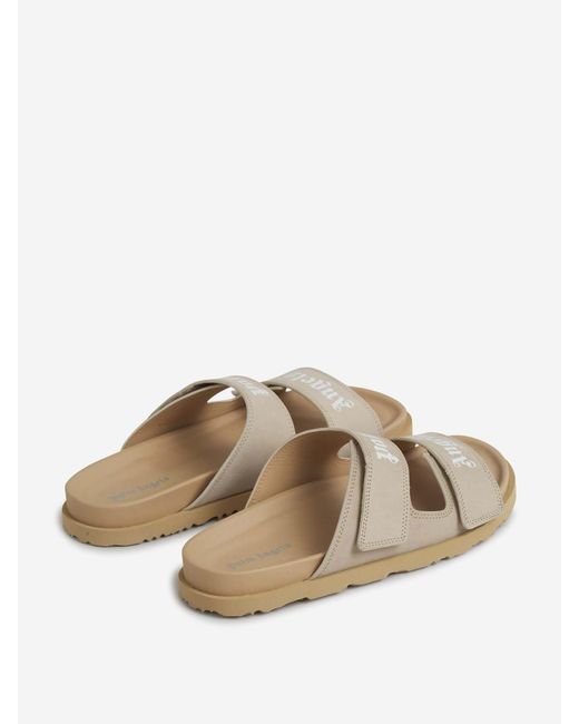 Palm Angels White Logo Nubuck Sandals for men