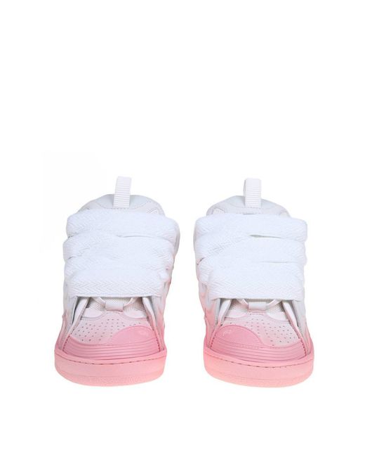 Lanvin Pink Curb Chunky-sole Leather Mesh Low-top Trainers