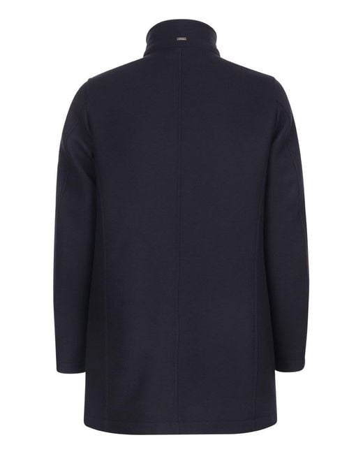 Herno Blue Wool-blend Medium Coat for men
