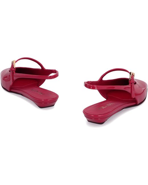 Prada Red Slingback Ballet Flats