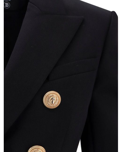 Balmain Black Double-Breasted Virgin Wool Jacket