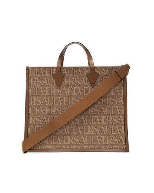 Versace Brown Allover Tote Bag for men