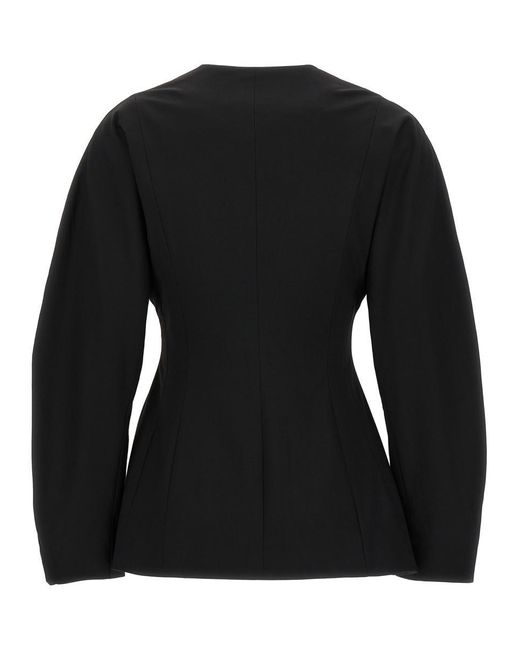 Ganni Black Shaped Jacket With Curved Sleeves