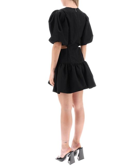 MSGM Black Mini Dress With Balloon Sleeves And Cut-Outs