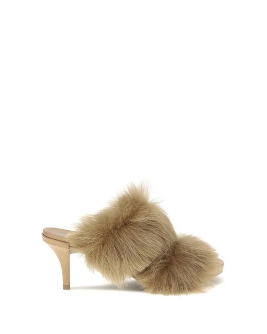 Pedro Garcia Natural Fur-trimmed Mules Sandals - Eu36/us6