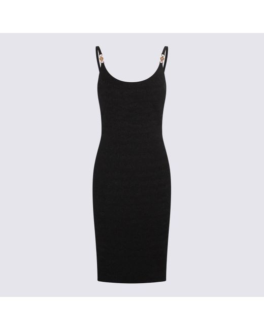 Versace Black Viscose Stretch Cut Out Midi Dress