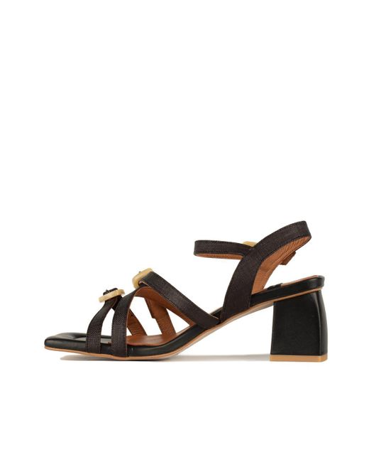 Angel Alarcon Brown Ralia Leather And Raffia Heeled Sandal