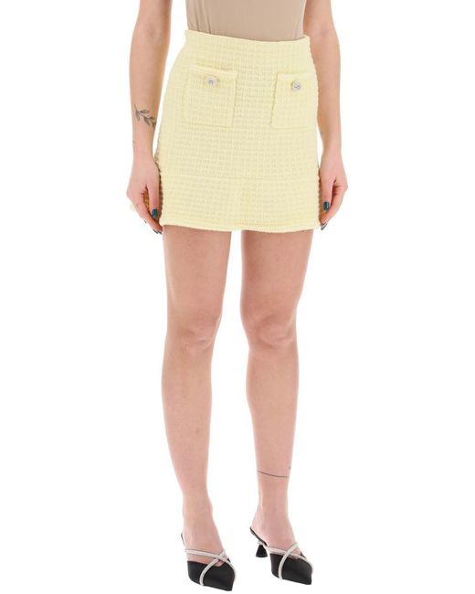 Self-Portrait Natural Self Portrait "Knitted Mini Skirt With Jewel Buttons