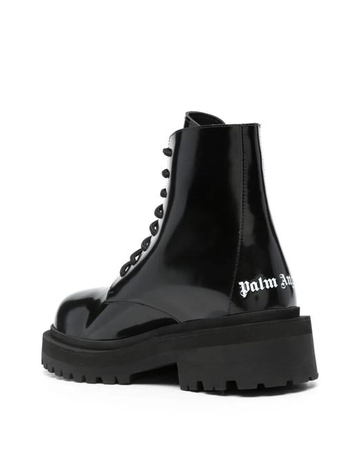Palm Angels Black Logo-print Lace-up Boots