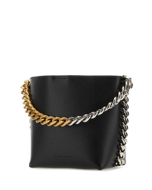 Stella McCartney Black Alter Mat Frayme Bucket Bag