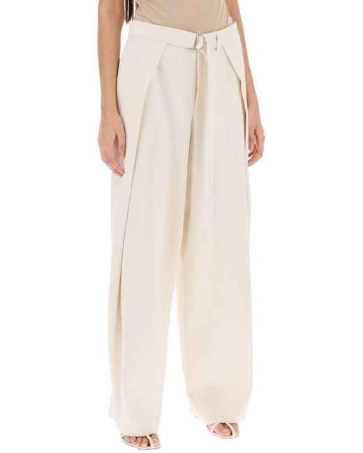 AMI White Ami Paris Wide Fit Pants With Floating Panels