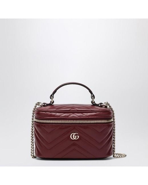Gucci Purple Mini Vanity Bag Gg Marmont Rosso Ancora