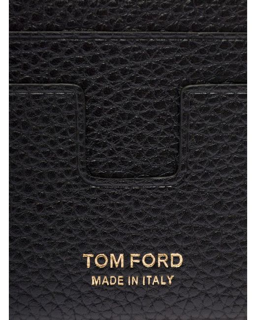 Tom Ford Black T Line Leather Credit Card Case for men