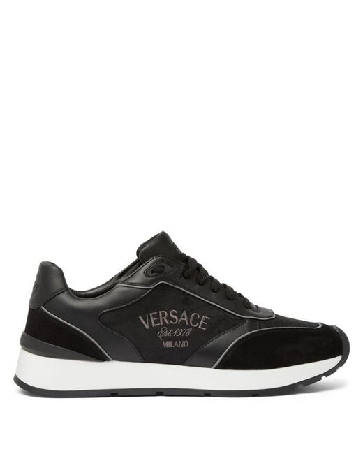 Versace Black Leather Mix Sneakers for men