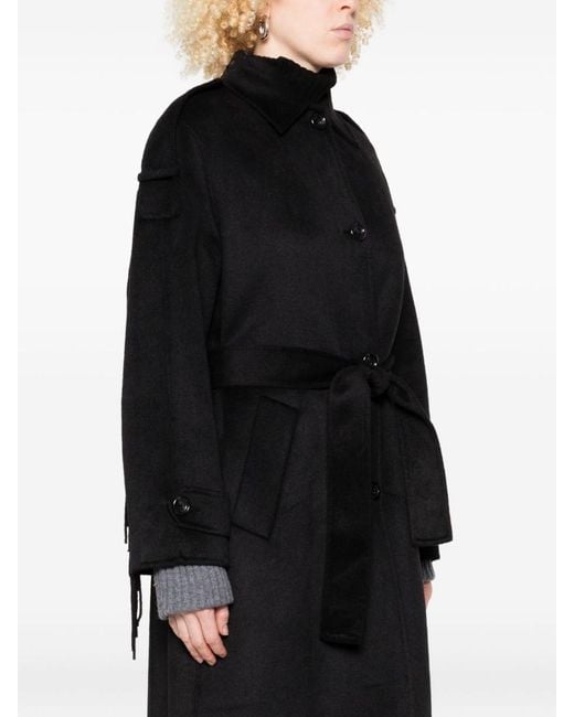Liu Jo Black Long Coat With Fringes