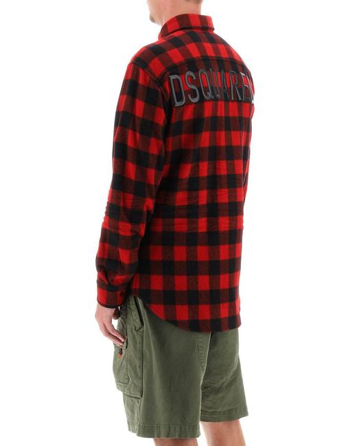DSquared² Red Shirt With Check Motif And Back Logo for men