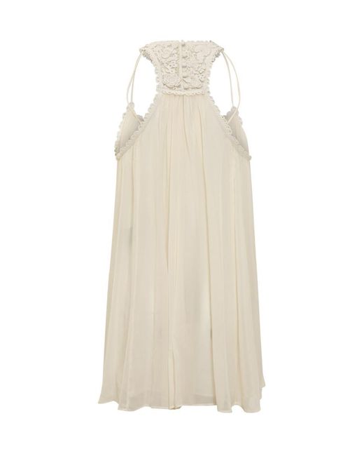 Isabel Marant White Crochet And Silk Mini Dress