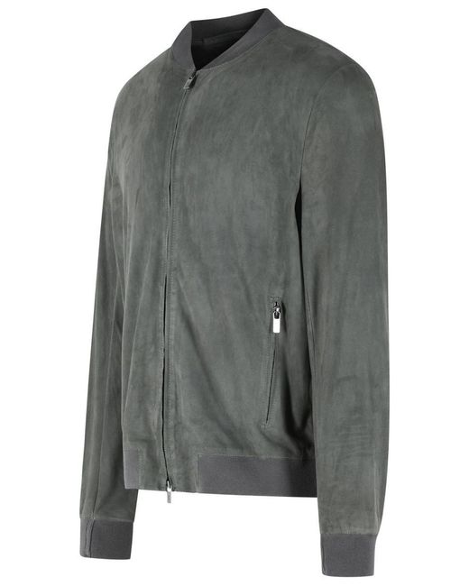 Salvatore Santoro Gray Grey Leather Jacket for men