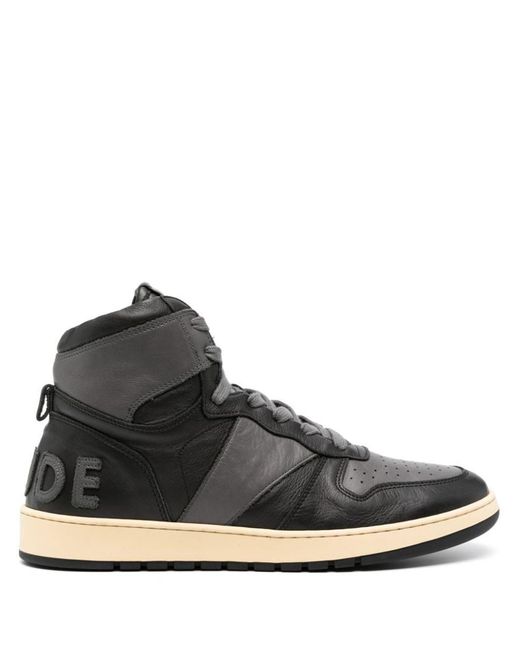 Rhude Black Rhecess High-top Leather Sneakers for men