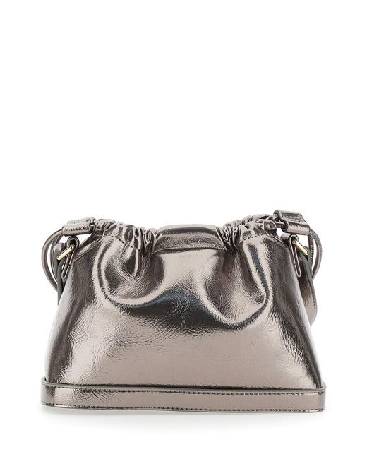 A.P.C. Gray Metallic Shoulder Bag With Logo Lettering On The Front And Drawstring Closure