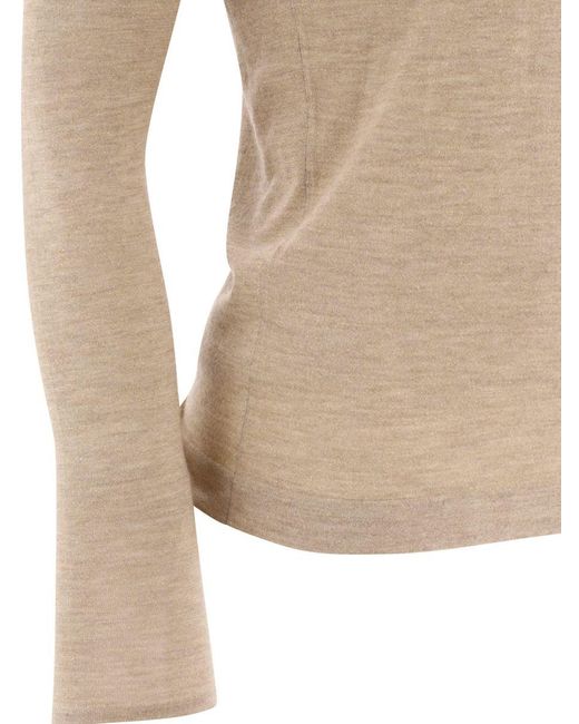 Brunello Cucinelli Natural Cashmere And Silk Sparkling Lightweight Sweater