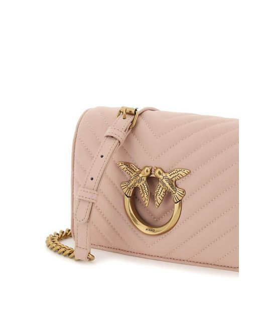 Pinko Pink Love Click Mini Chevron Bag