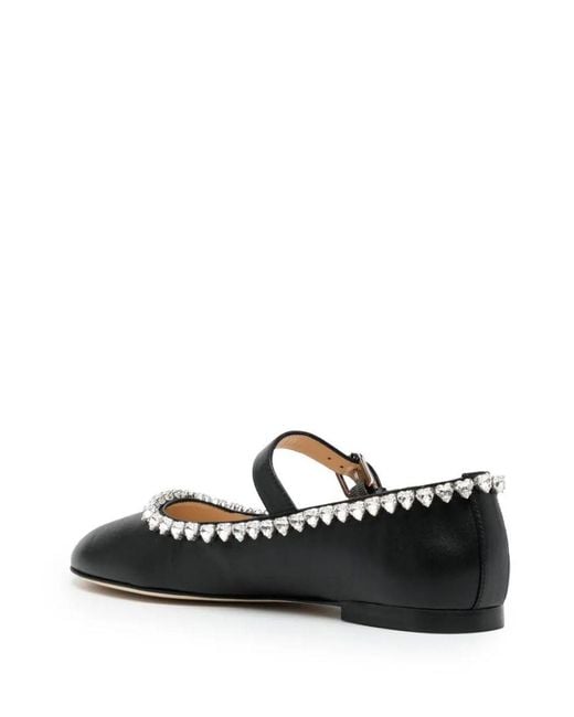 Mach & Mach Black Audrey Nappa Leather Round Toe Ballerina Shoes