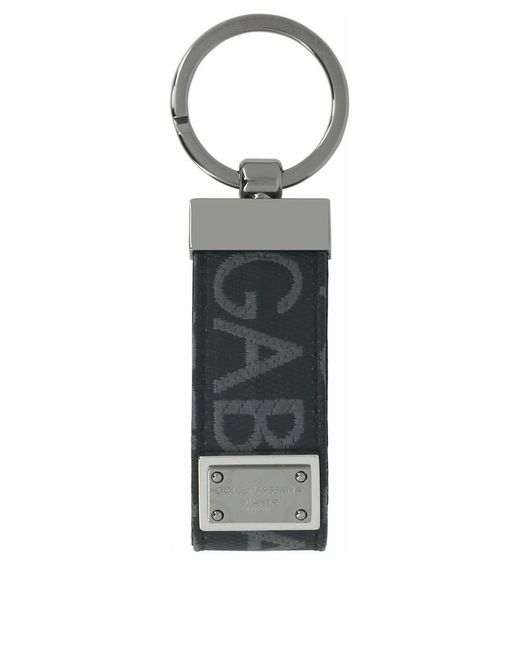 Dolce & Gabbana Black Keychain With Logo Tag for men
