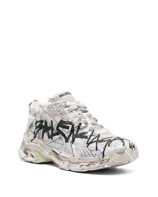 Balenciaga White Runner Graffiti-print Sneakers for men