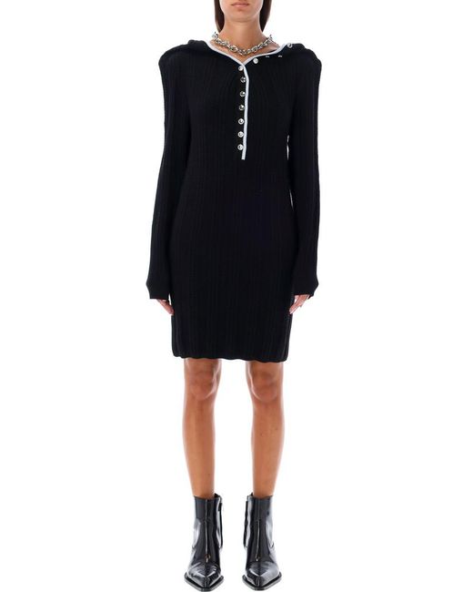 Y. Project Black Merino Wool Dress With Necklace