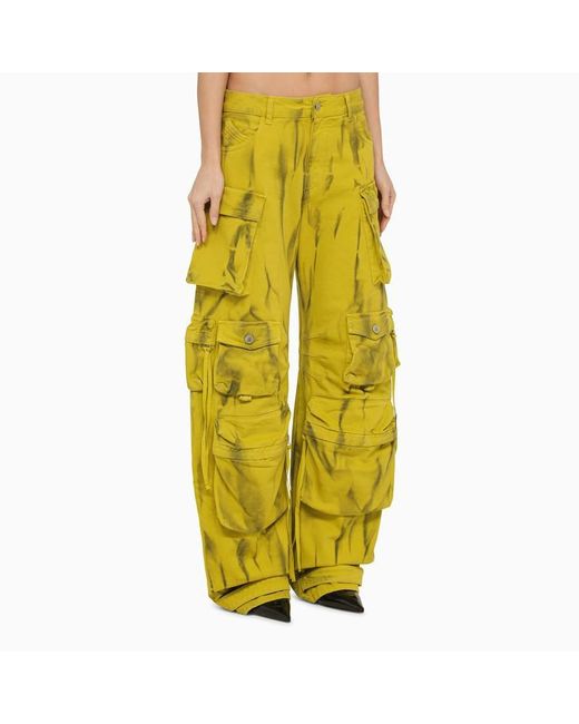 The Attico Yellow Fern Cargo Trousers Hazelnut/Eden