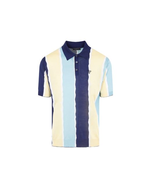 Prada Silk Polo T-shirt in Blue for Men 