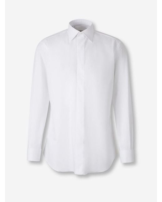 Brioni White Plain Dress Shirt for men