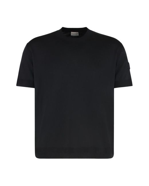 Moncler Black Short Sleeve Sweater for men