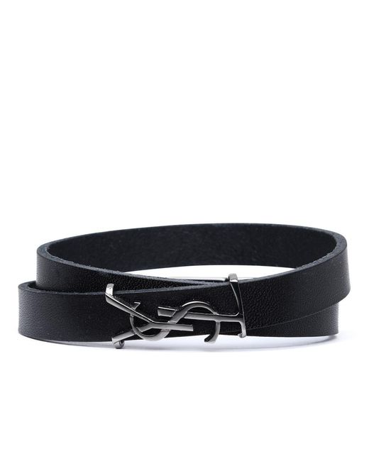 Saint Laurent Black Leather Opyum Bracelet