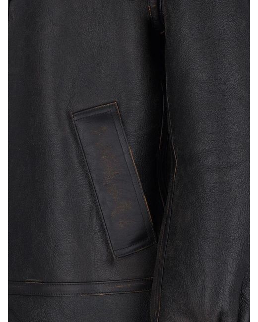 Saint Laurent Black Leather And Shearling Jacket