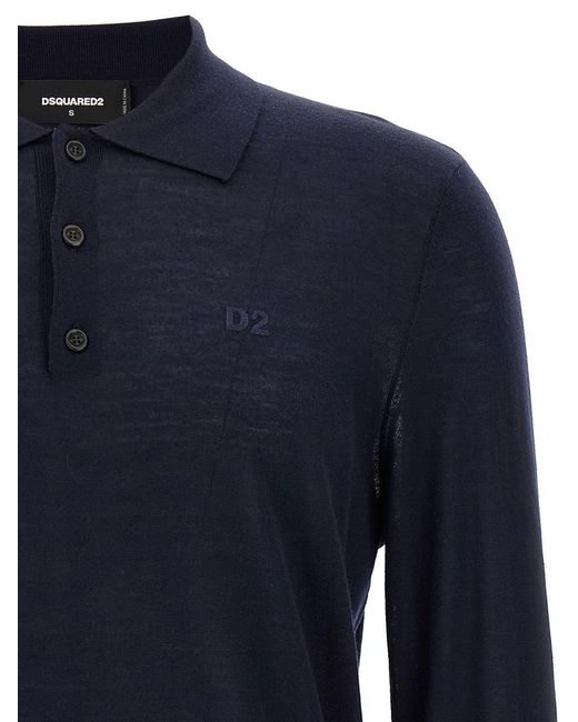 DSquared² Blue Logo Embroidery Polo Shirt
