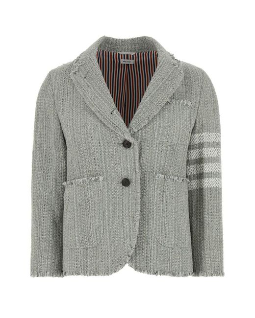 Thom Browne Gray 4 Bar-Stripe Tweed Jacket