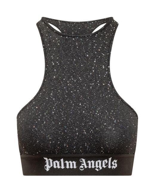 Palm Angels Black Soiree Top With Logo