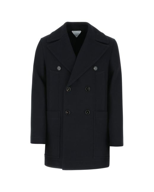 Bottega Veneta Black Midnight Blue Cotton Blend Coat for men