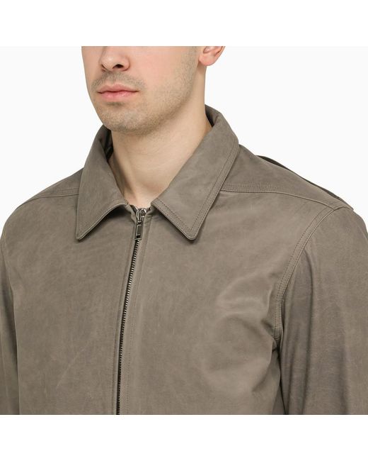 Rick Owens Brown Grey Leather Shirt for men