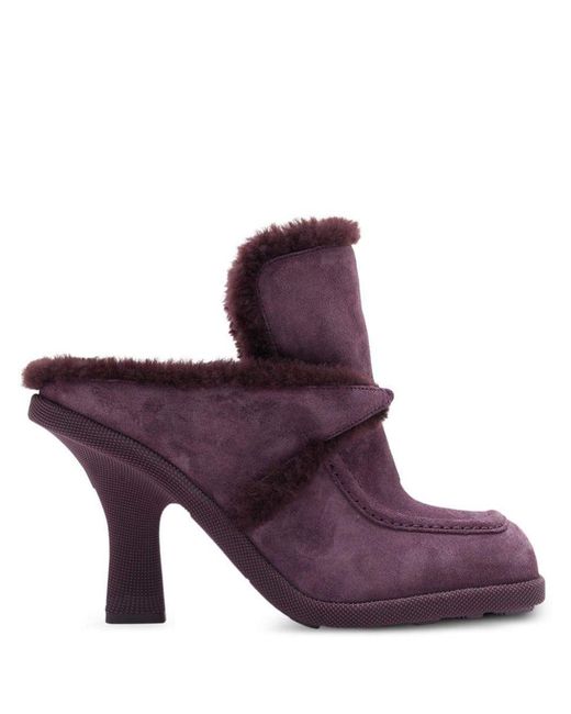 Burberry Purple Suede-shearling Highland Mules 90