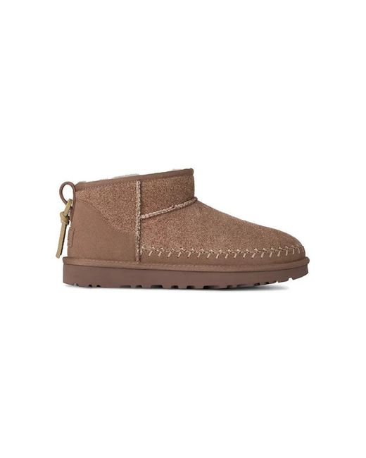 Ugg Brown "Classic Ultra Mini Biarritz" Ankle Boots