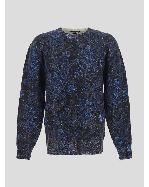 Etro Blue Printed Knit for men
